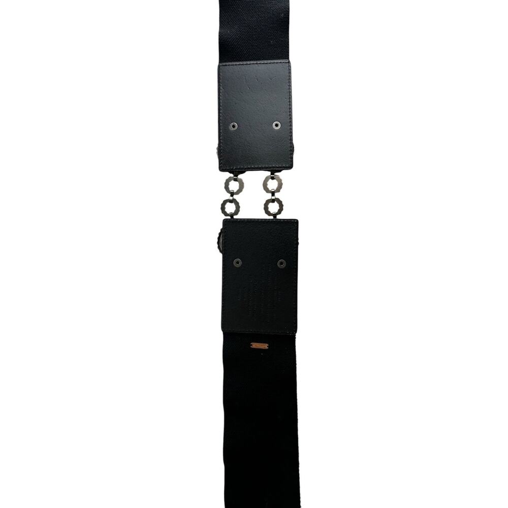 Free People Wide Black Double Ring Studded Boho Western Waist Belt Size S/M - Picture 5 of 12